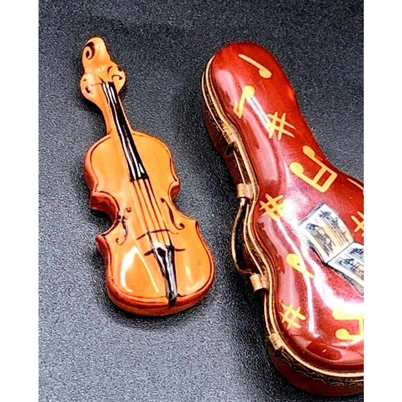Authentic Rochard Limoges Violin Trinket Box Peint Main Porcelain France - Picture 6 of 6